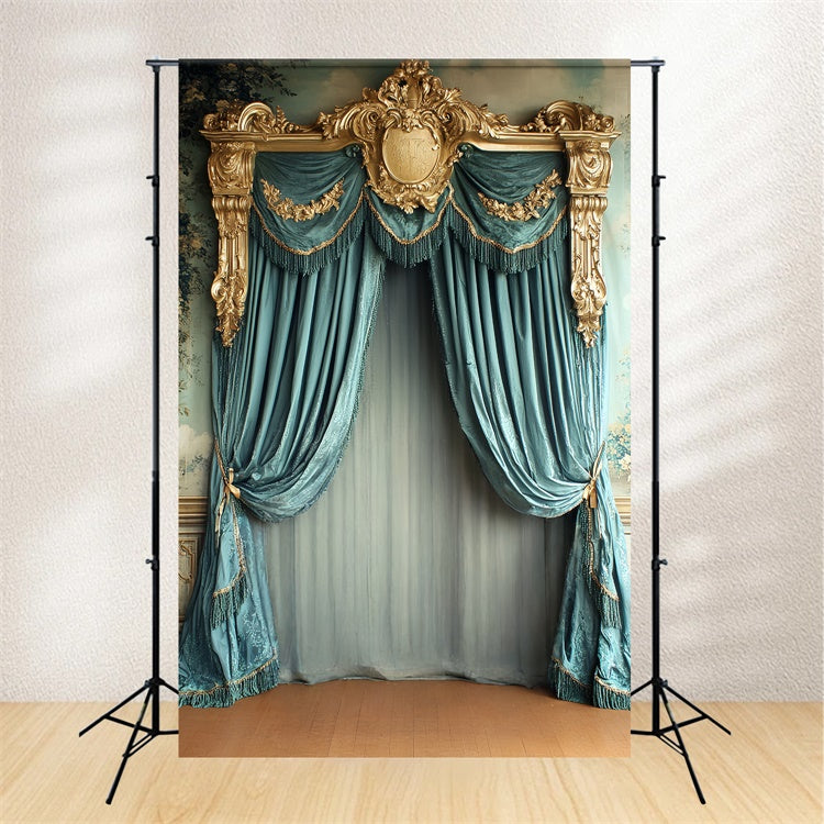 Baroque Backdrop Royal Teal Drape Vintage Photo Backdrop UK CSH57-138