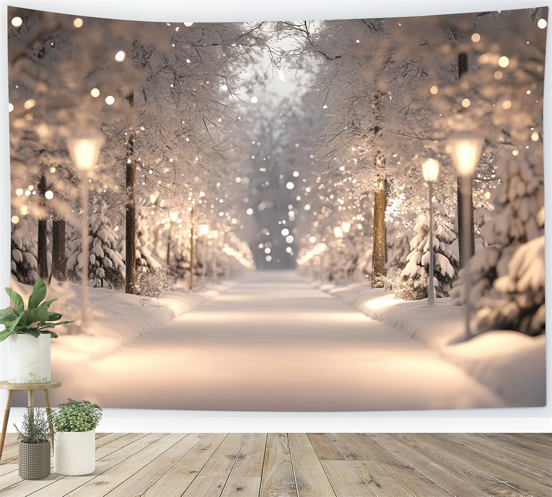 Snowy Forest Backdrop Winter Lights Wonderland Backdrop UK CSH57-154