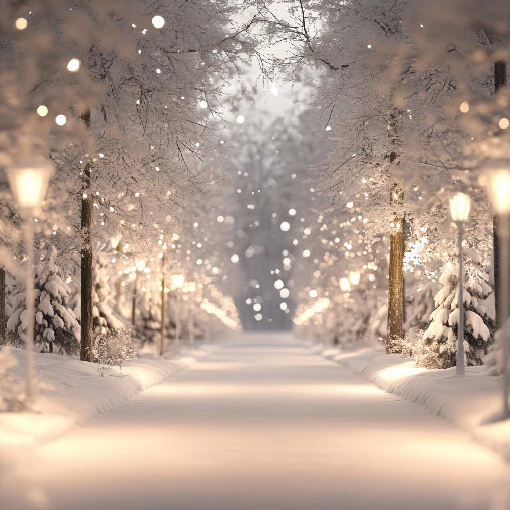 Snowy Forest Backdrop Winter Lights Wonderland Backdrop UK CSH57-154