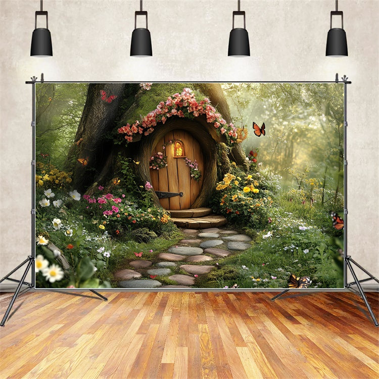 Fairytale Forest Backdrop Enchanted Tree Cottage Backdrop UK CSH57-159
