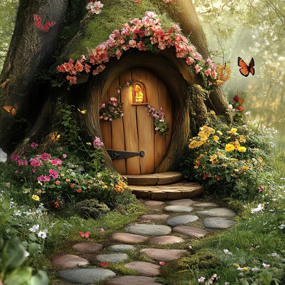 Fairytale Forest Backdrop Enchanted Tree Cottage Backdrop UK CSH57-159