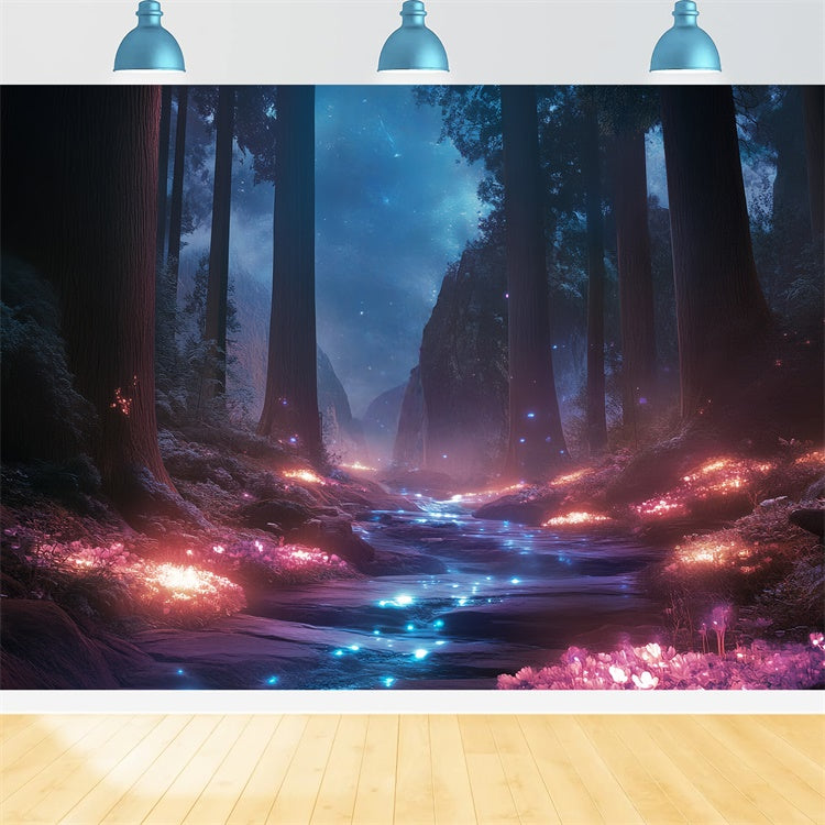 Night Forest Backdrop Mystic Twilight River Backdrop UK CSH57-160