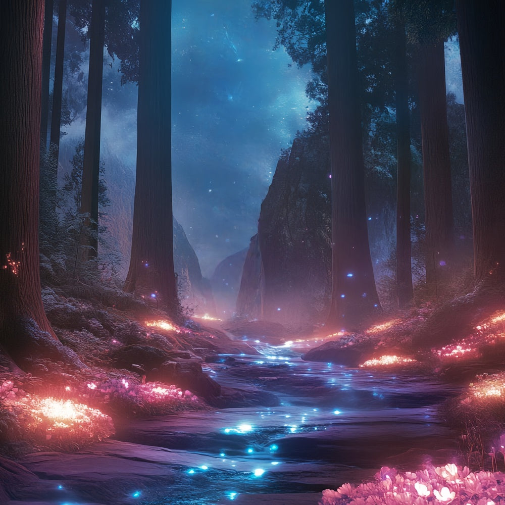 Night Forest Backdrop Mystic Twilight River Backdrop UK CSH57-160