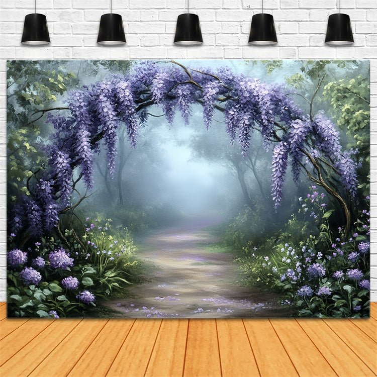 Forest Backdrop Photography Lavender Archway Path Backdrop UK CSH57-161