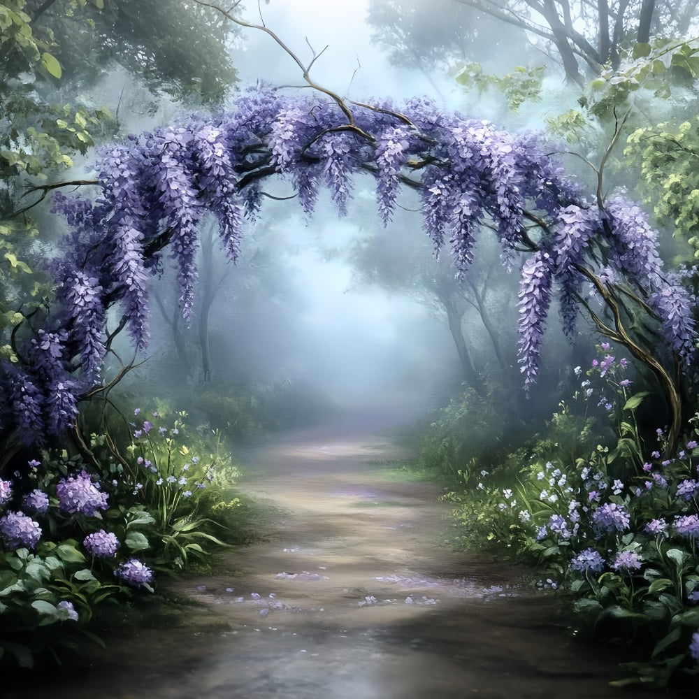 Forest Backdrop Photography Lavender Archway Path Backdrop UK CSH57-161