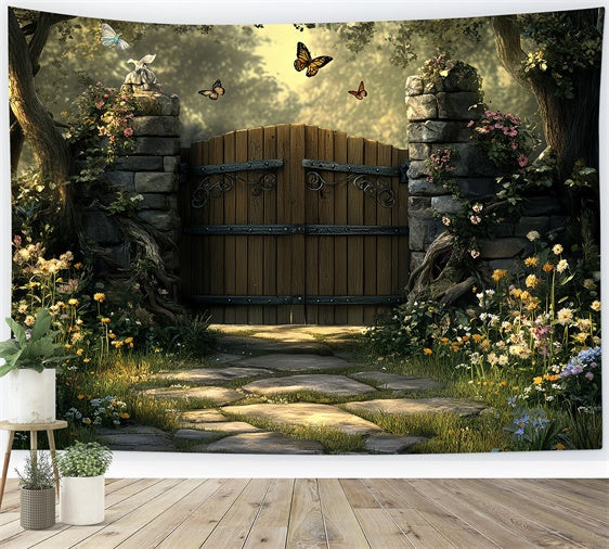 Magical Forest Backdrop Secret Garden Wooden Gate Backdrop UK CSH57-162