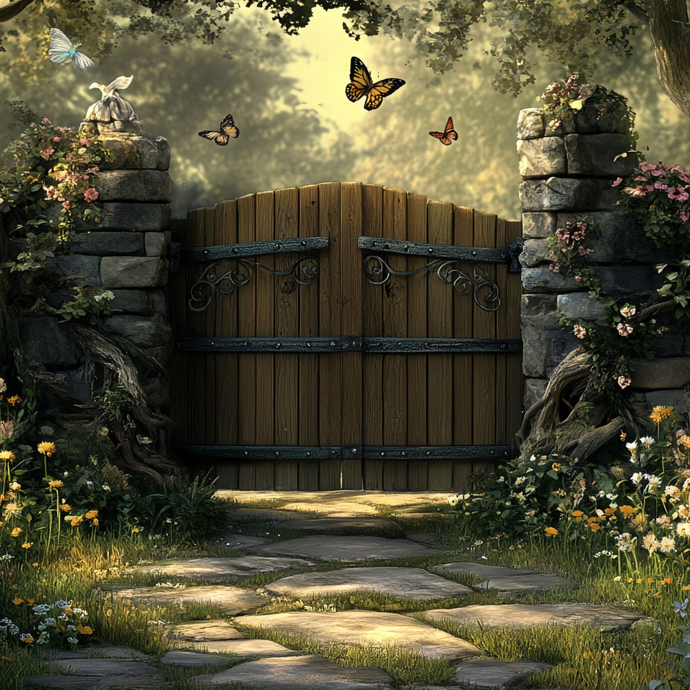 Magical Forest Backdrop Secret Garden Wooden Gate Backdrop UK CSH57-162