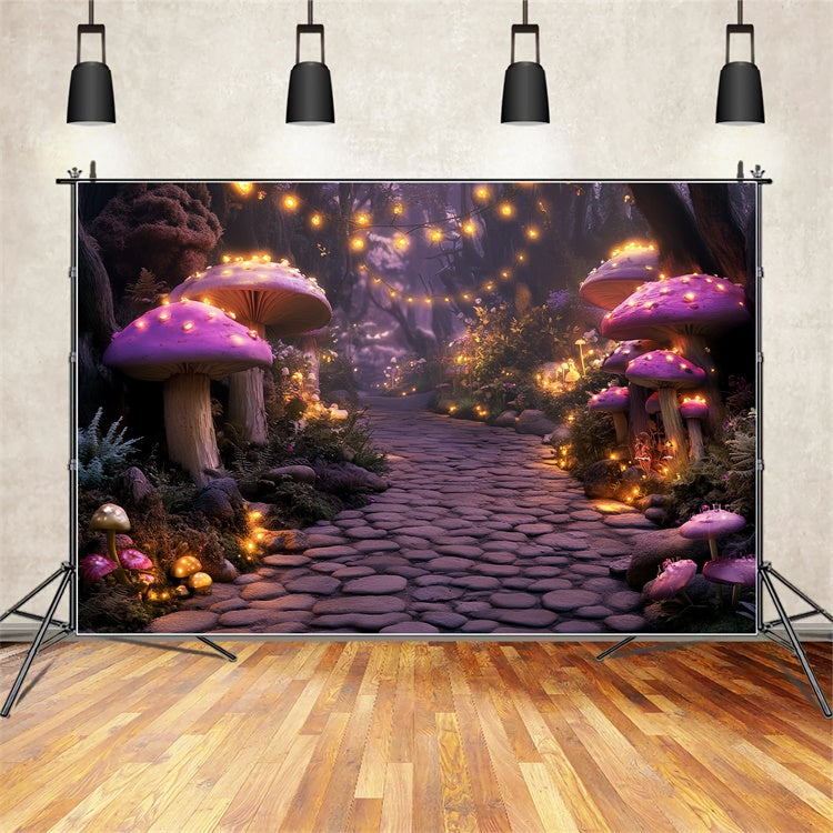 Fairytale Forest Backdrop Glowing Mushroom Path Backdrop UK CSH57-163