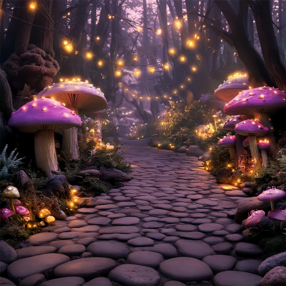Fairytale Forest Backdrop Glowing Mushroom Path Backdrop UK CSH57-163