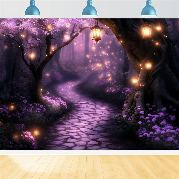 Enchanted Forest Backdrop Mystic Purple Glow Path Backdrop UK CSH57-164