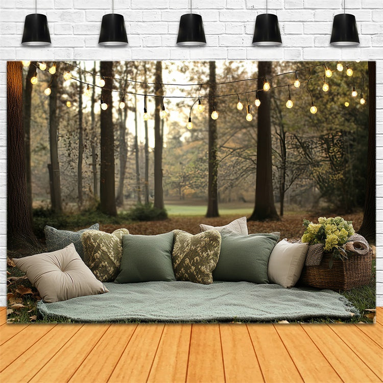 Photo Backdrop Forest Twilight Picnic Setup Backdrop UK CSH57-165