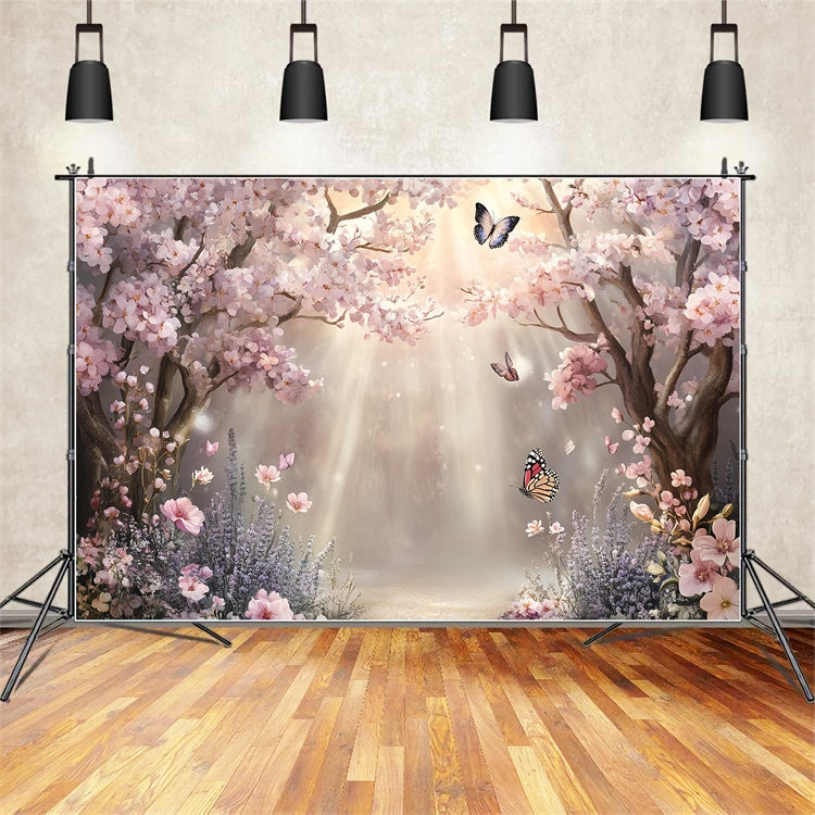 Forest Photography Backdrop Cherry Bloom Glow Backdrop UK CSH57-167