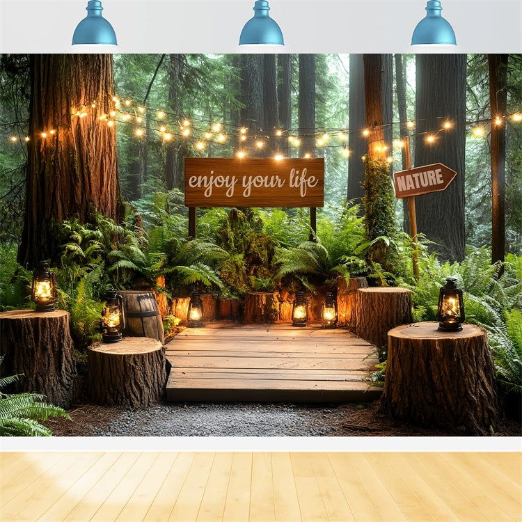 Forest Photo Backdrop Woodsy Lantern Lounge Backdrop UK CSH57-168