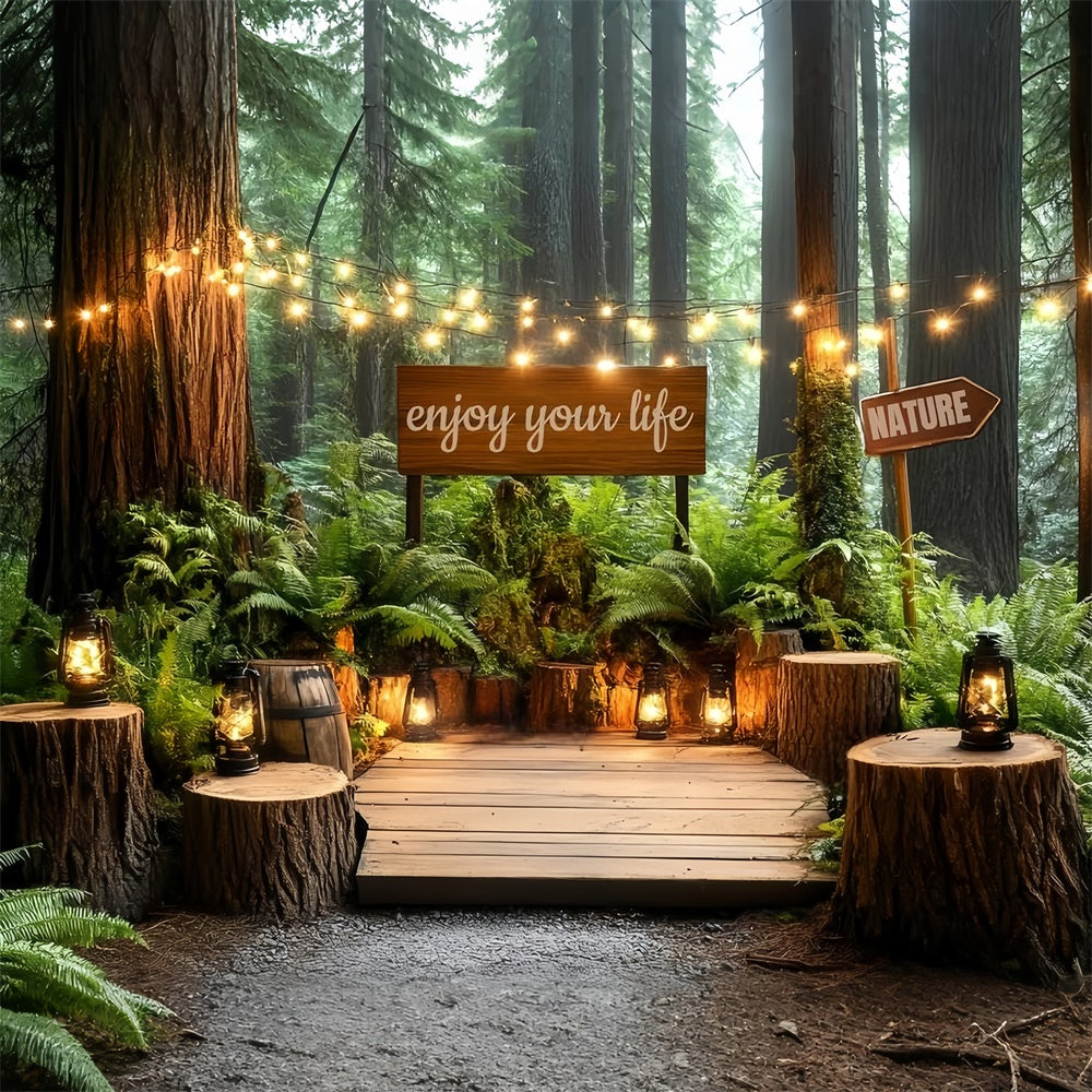 Forest Photo Backdrop Woodsy Lantern Lounge Backdrop UK CSH57-168