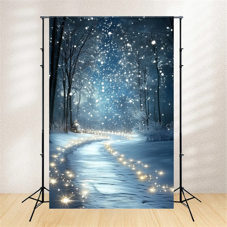 Winter Wonderland Backdrop Midnight Snow Sparkle Backdrop UK CSH57-201