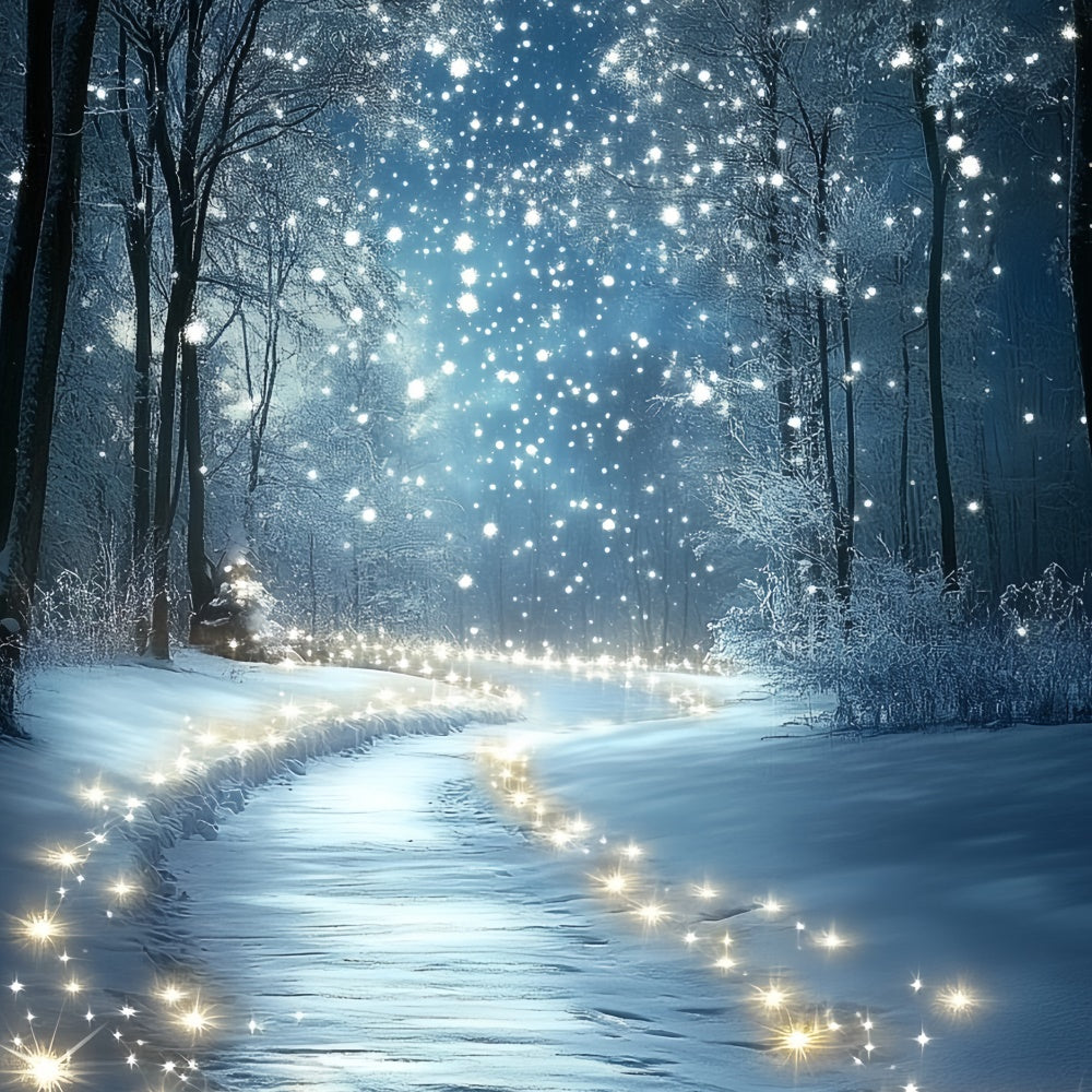 Winter Wonderland Backdrop Midnight Snow Sparkle Backdrop UK CSH57-201