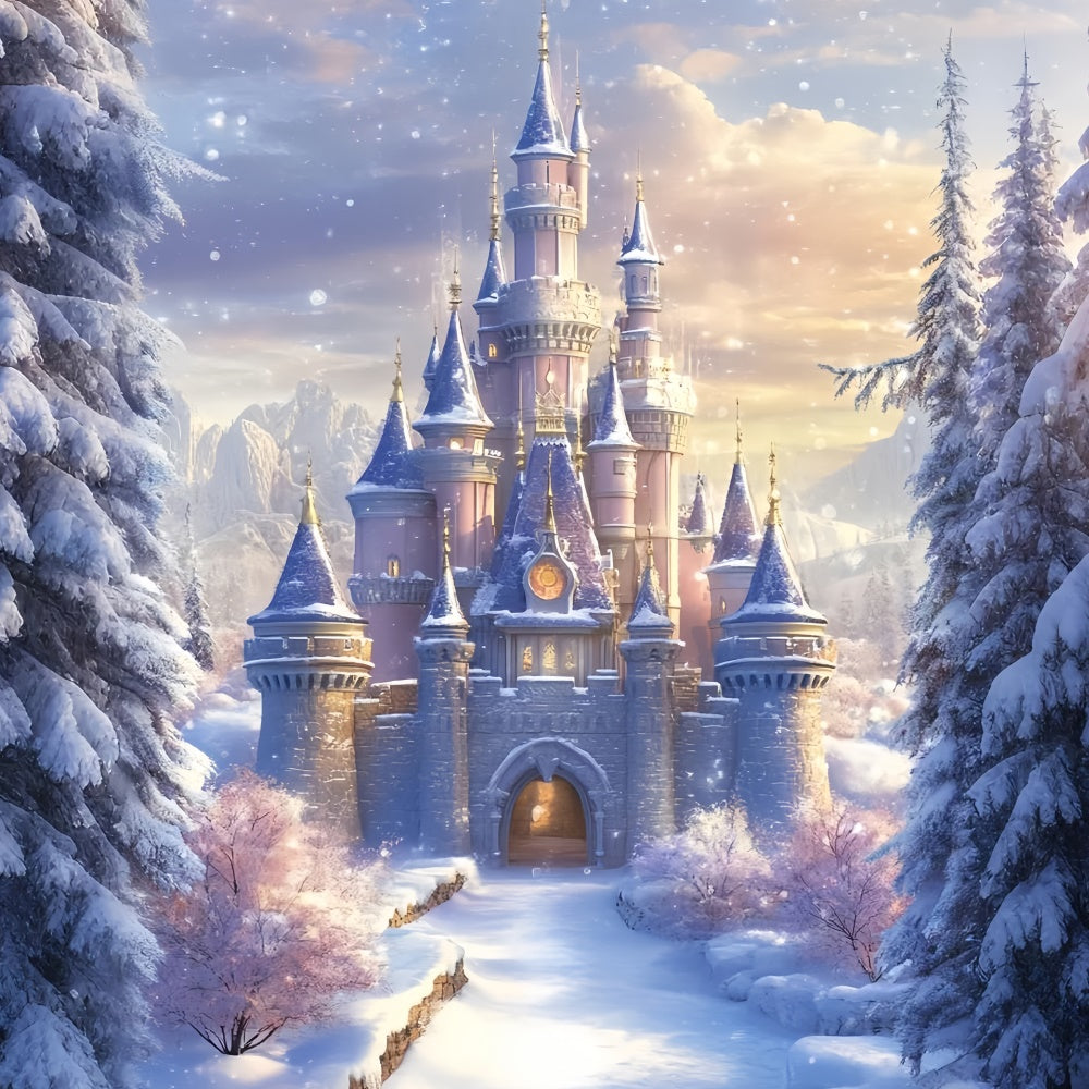 Winter Castle Backdrop Frosted Royal Castle Backdrop UK CSH57-205