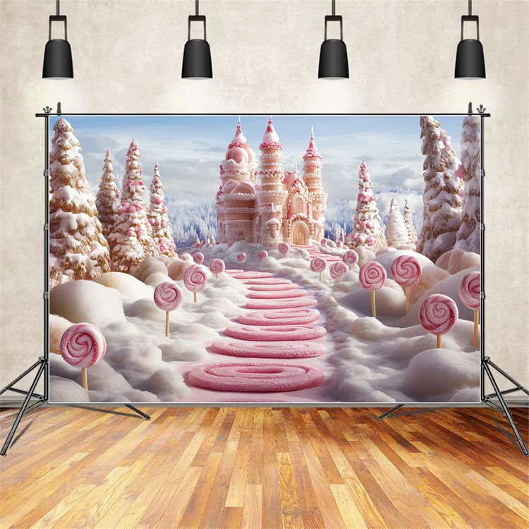 Winter Backdrop Candy Cane Winter Castle Backdrop UK CSH57-208