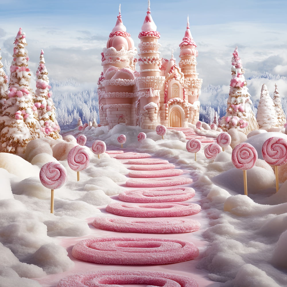 Winter Backdrop Candy Cane Winter Castle Backdrop UK CSH57-208