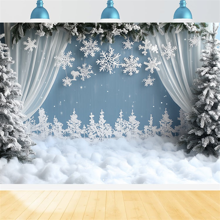 Snowy Backdrop White Snow Winter Stage Backdrop UK CSH57-209