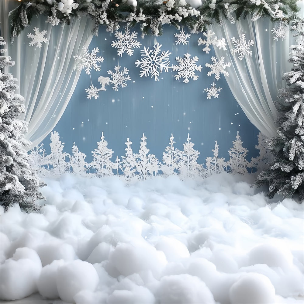 Snowy Backdrop White Snow Winter Stage Backdrop UK CSH57-209