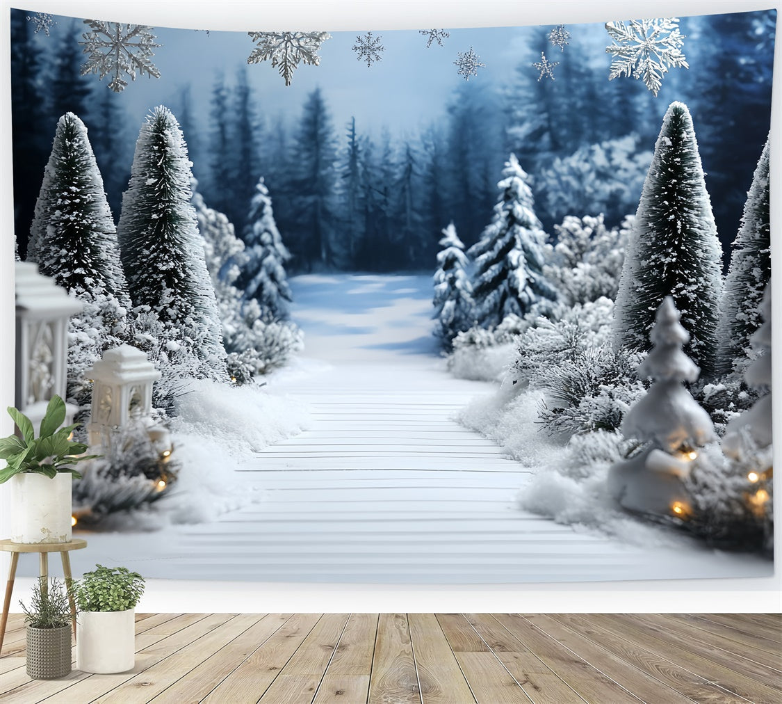 Winter Wonderland Photo Backdrop Pine Path Entry Backdrop UK CSH57-211