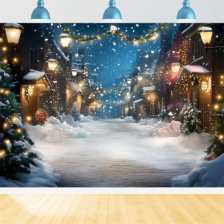Winter Photo Backdrop Festive Lights Street Backdrop UK CSH57-213