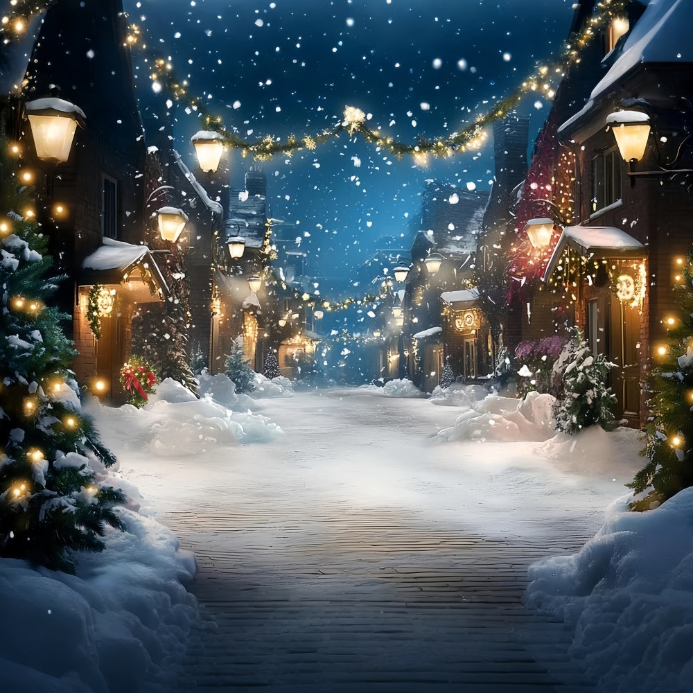 Winter Photo Backdrop Festive Lights Street Backdrop UK CSH57-213