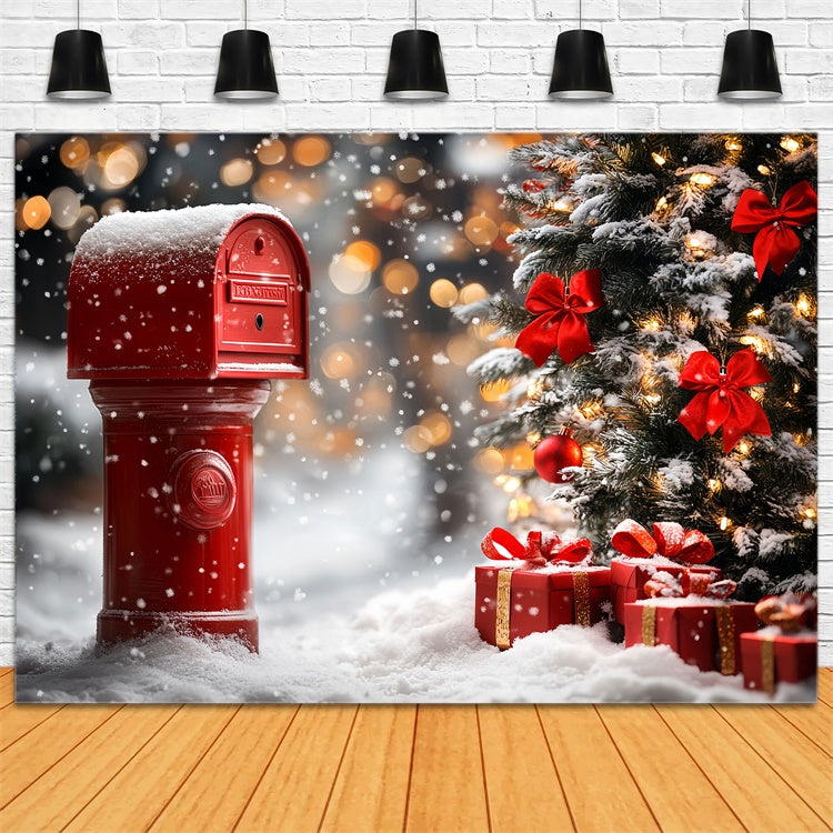 Winter Backdrop Red Mailbox Gift Christmas Backdrop UK CSH57-218