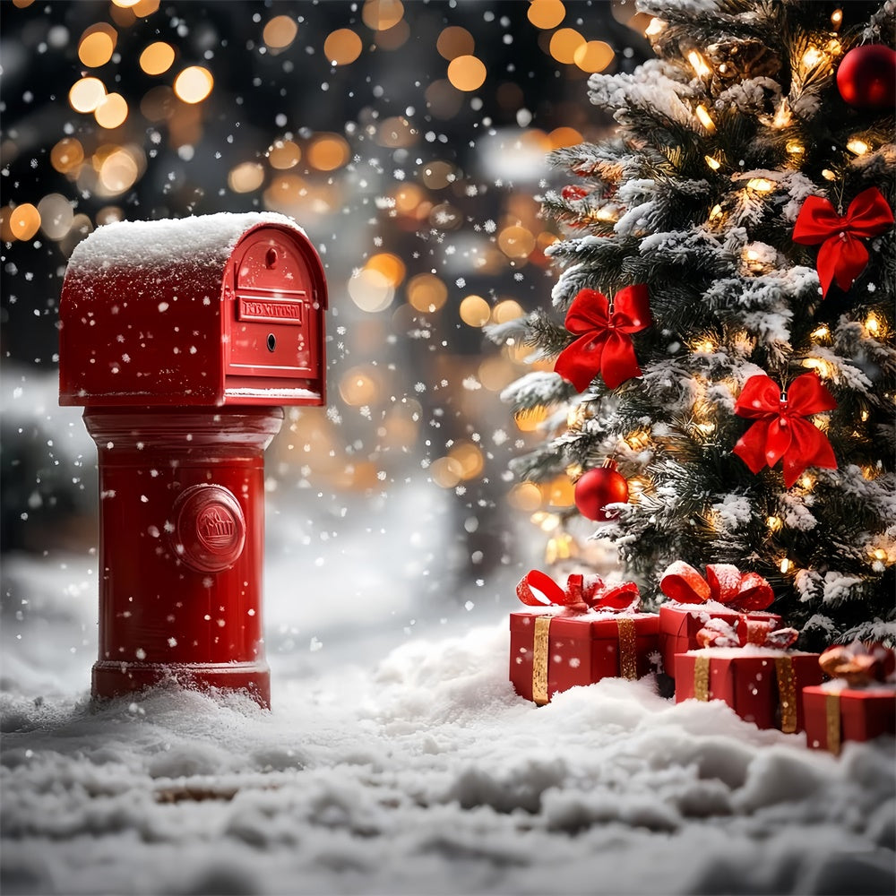 Winter Backdrop Red Mailbox Gift Christmas Backdrop UK CSH57-218