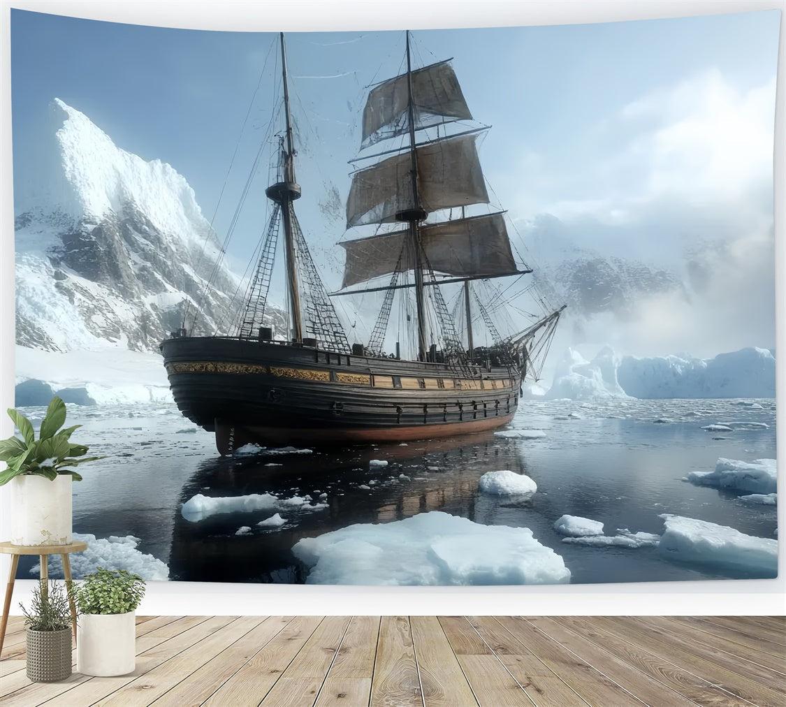 Winter Scene Backdrop Frozen Expedition Vessel Backdrop UK CSH57-219