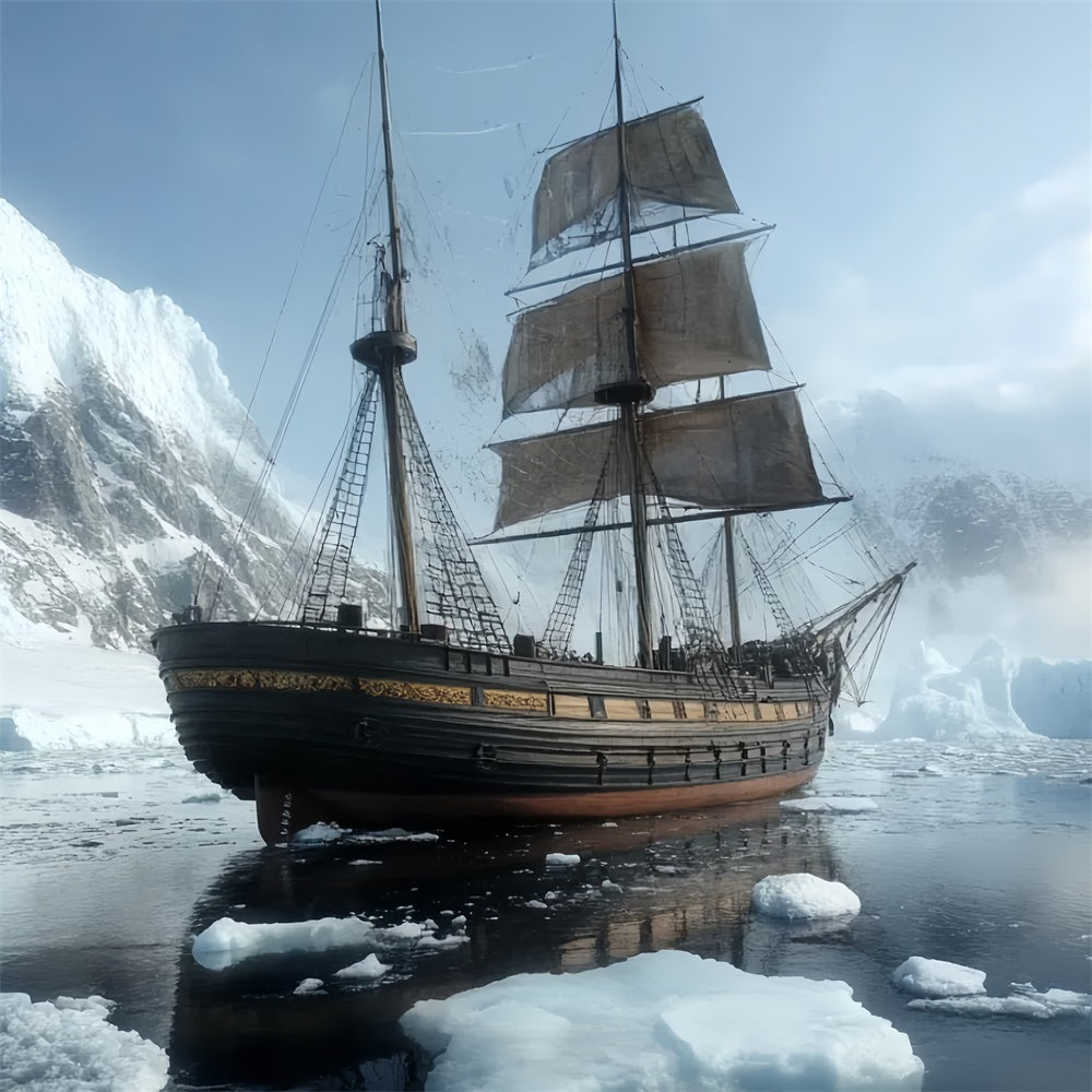 Winter Scene Backdrop Frozen Expedition Vessel Backdrop UK CSH57-219