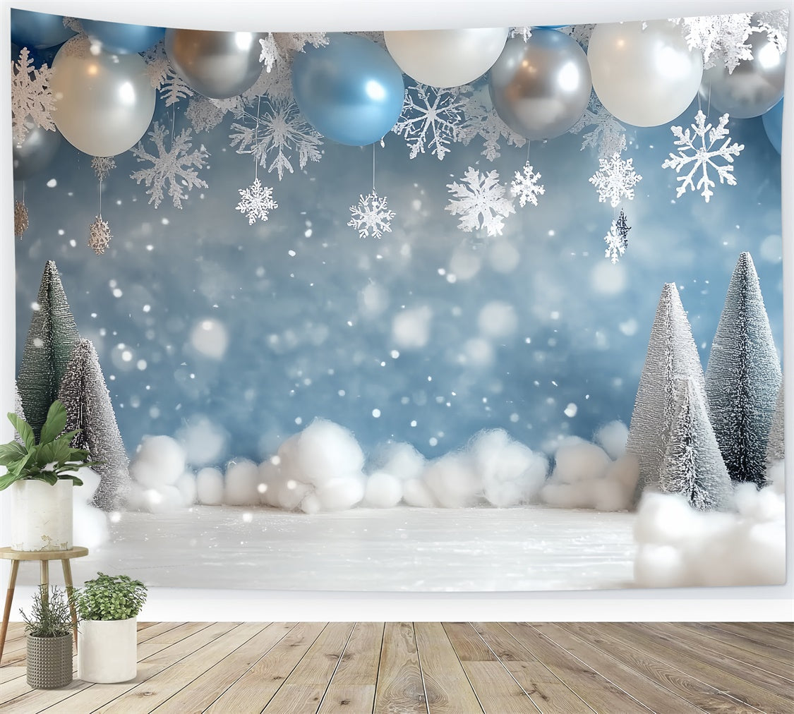 Winter Snow Backdrop Snow Cheer Balloon Arch Backdrop UK CSH57-227