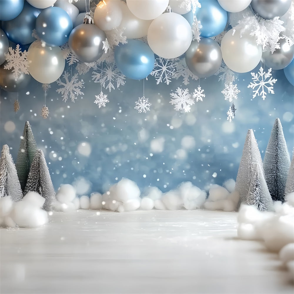 Winter Snow Backdrop Snow Cheer Balloon Arch Backdrop UK CSH57-227
