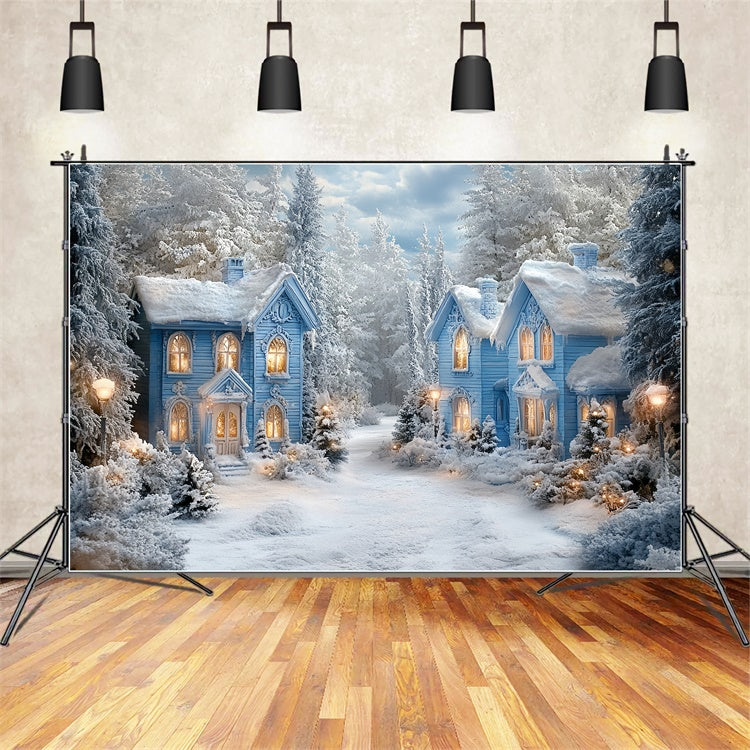 Winter Wonderland Backdrop Snow Winter Cottages Backdrop UK CSH57-228
