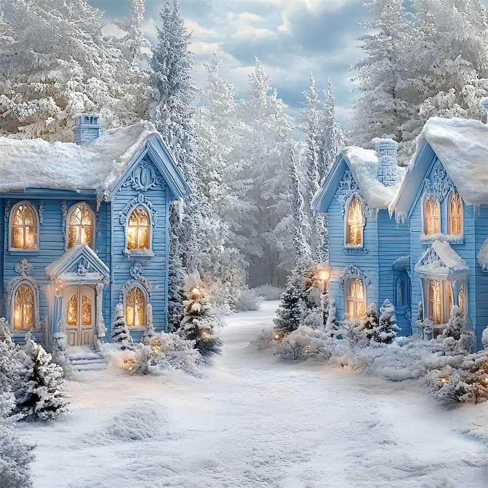 Winter Wonderland Backdrop Snow Winter Cottages Backdrop UK CSH57-228