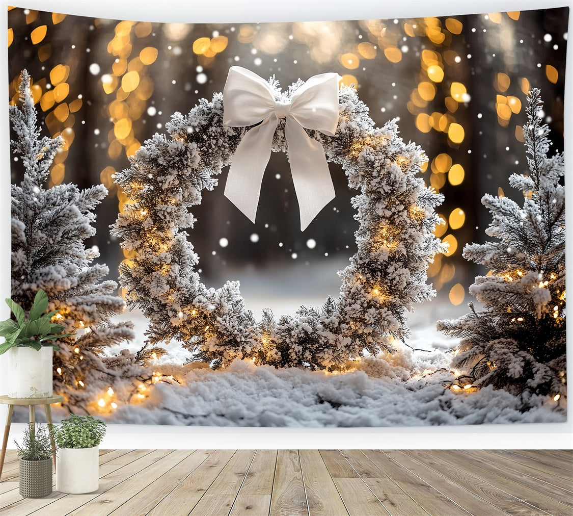 Winter Photo Backdrop Frosted Pine Wreath Backdrop UK CSH57-231
