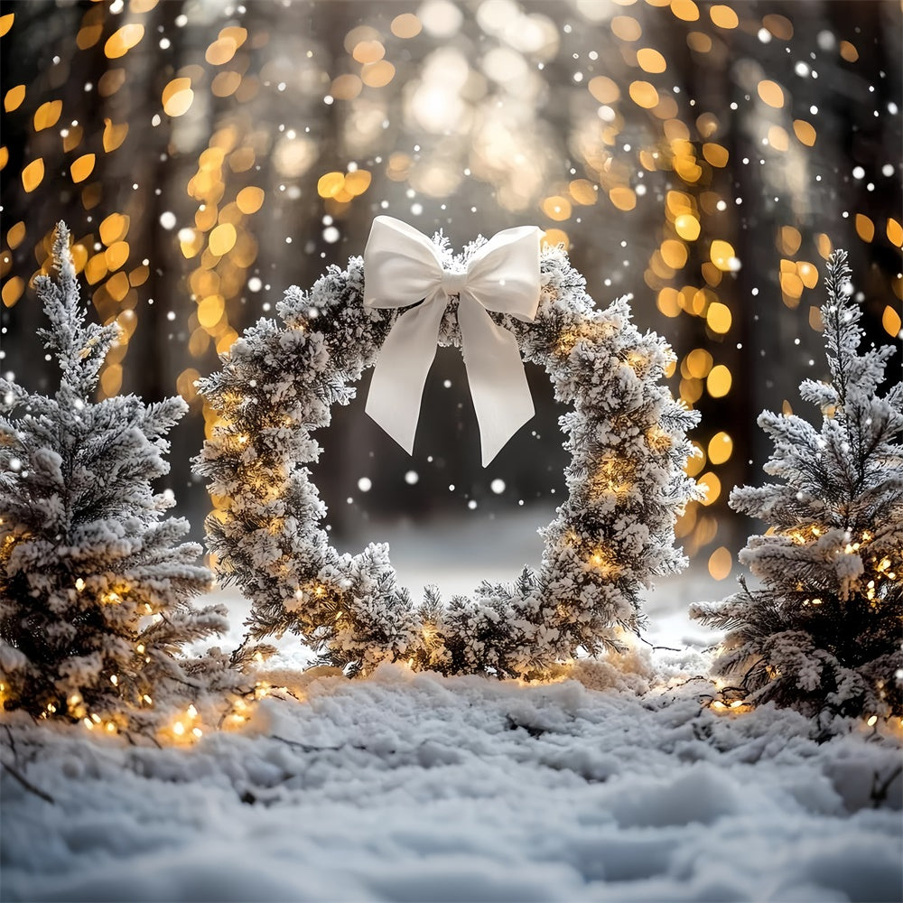 Winter Photo Backdrop Frosted Pine Wreath Backdrop UK CSH57-231