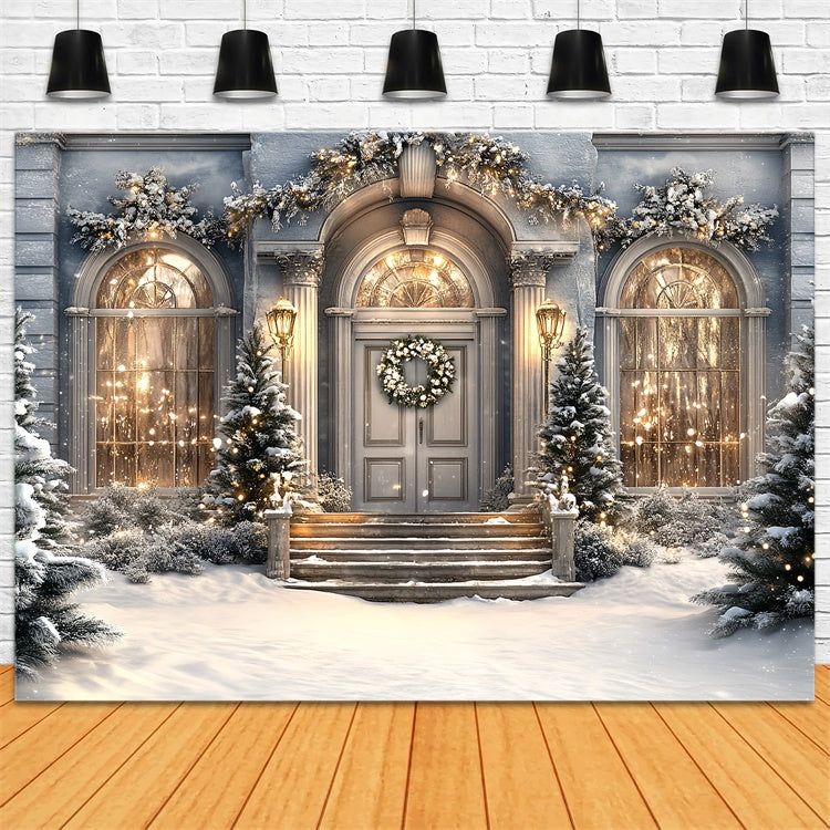 Winter Snow Backdrop Holiday Manor Porch Backdrop UK CSH57-234