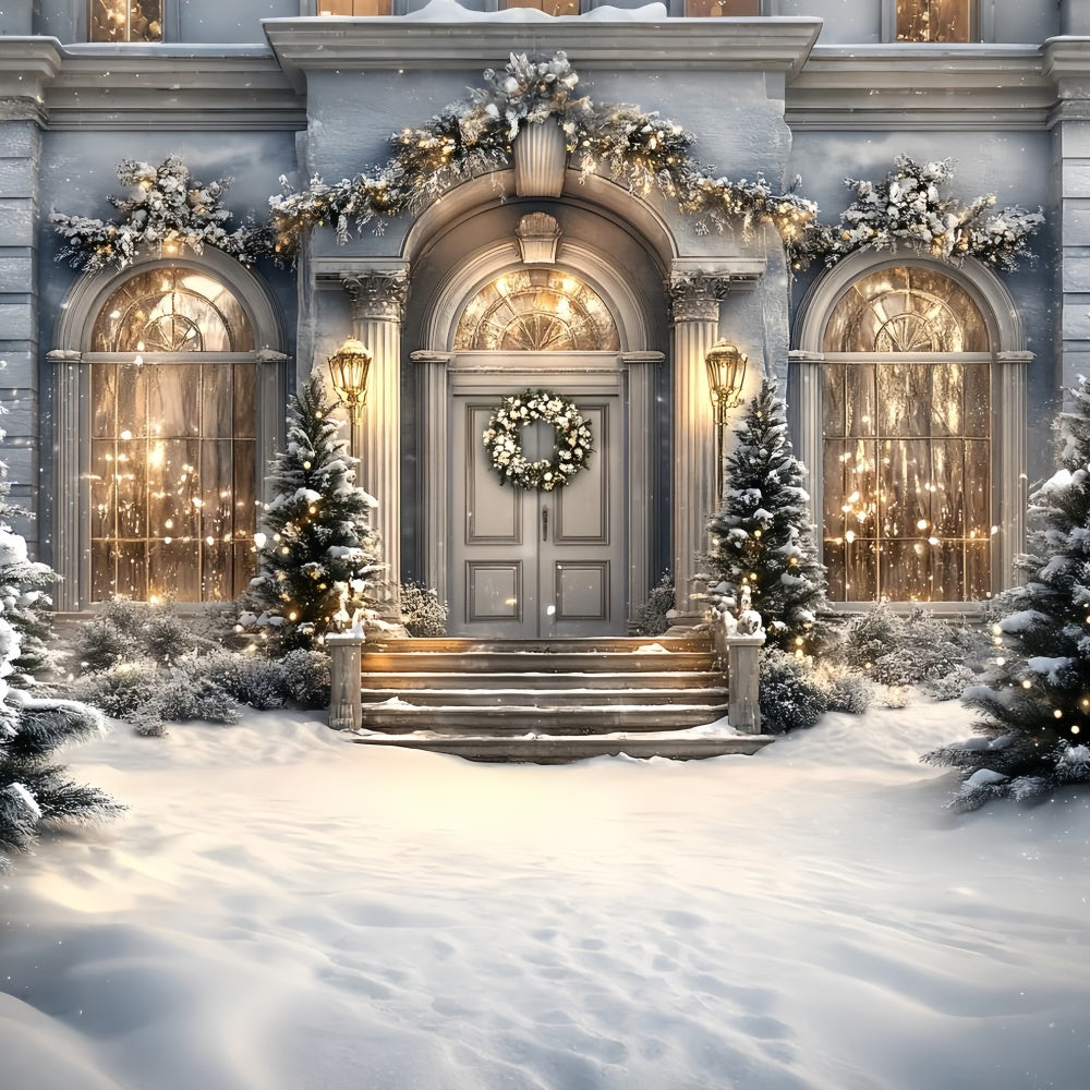 Winter Snow Backdrop Holiday Manor Porch Backdrop UK CSH57-234
