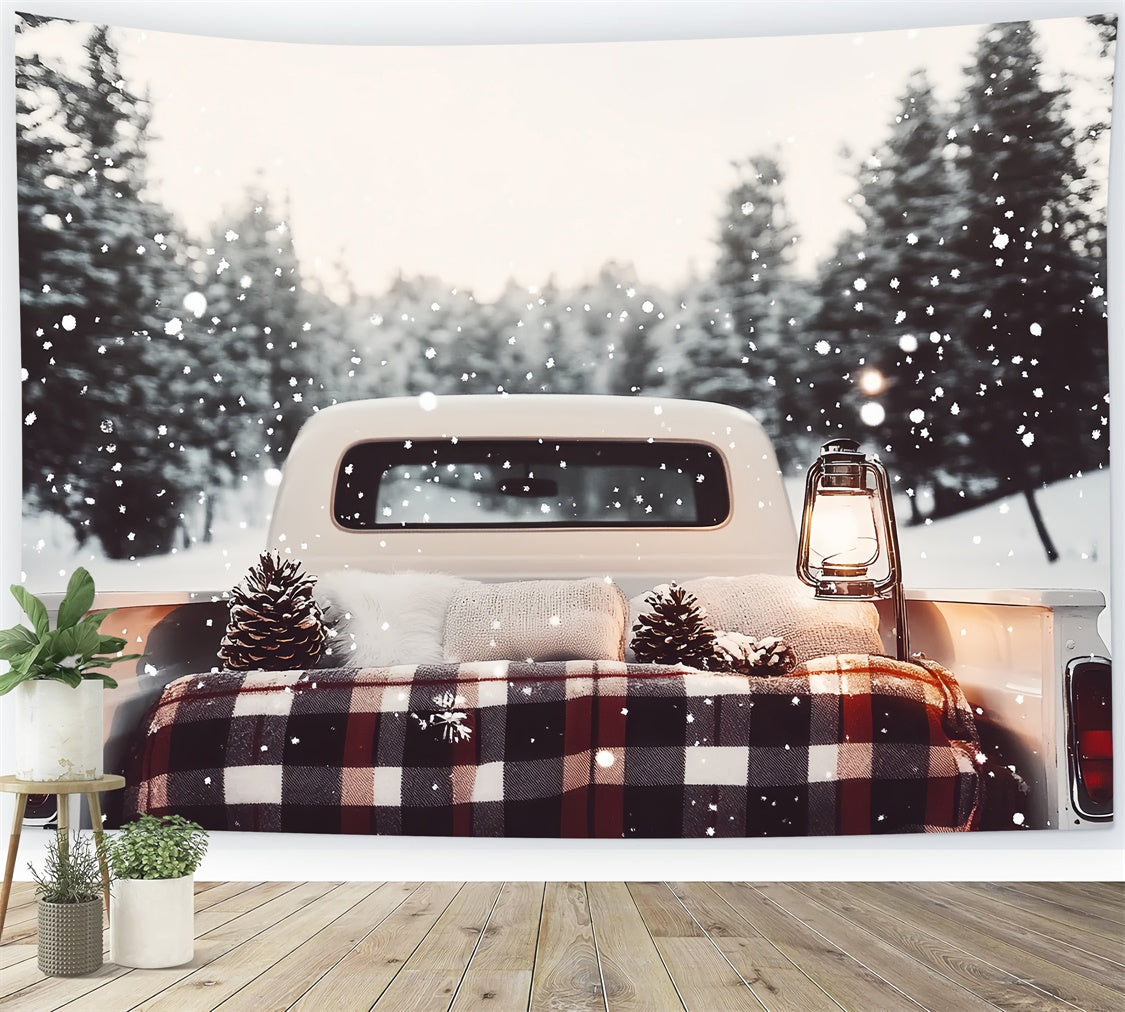 Winter Backdrop Photography Rustic Truck Snow Backdrop UK CSH57-235