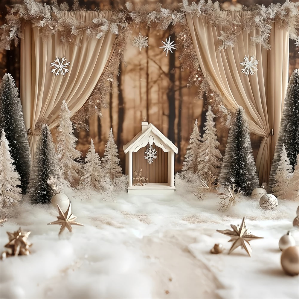 Winter Photo Backdrop Rustic Pines Drapes Backdrop UK CSH57-236
