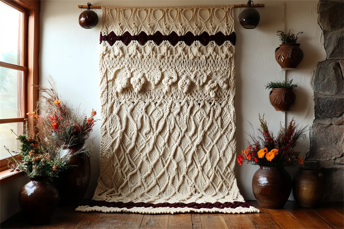 Boho Photo Backdrop Cozy Knit Rustic Chic Backdrop UK CSH57-291