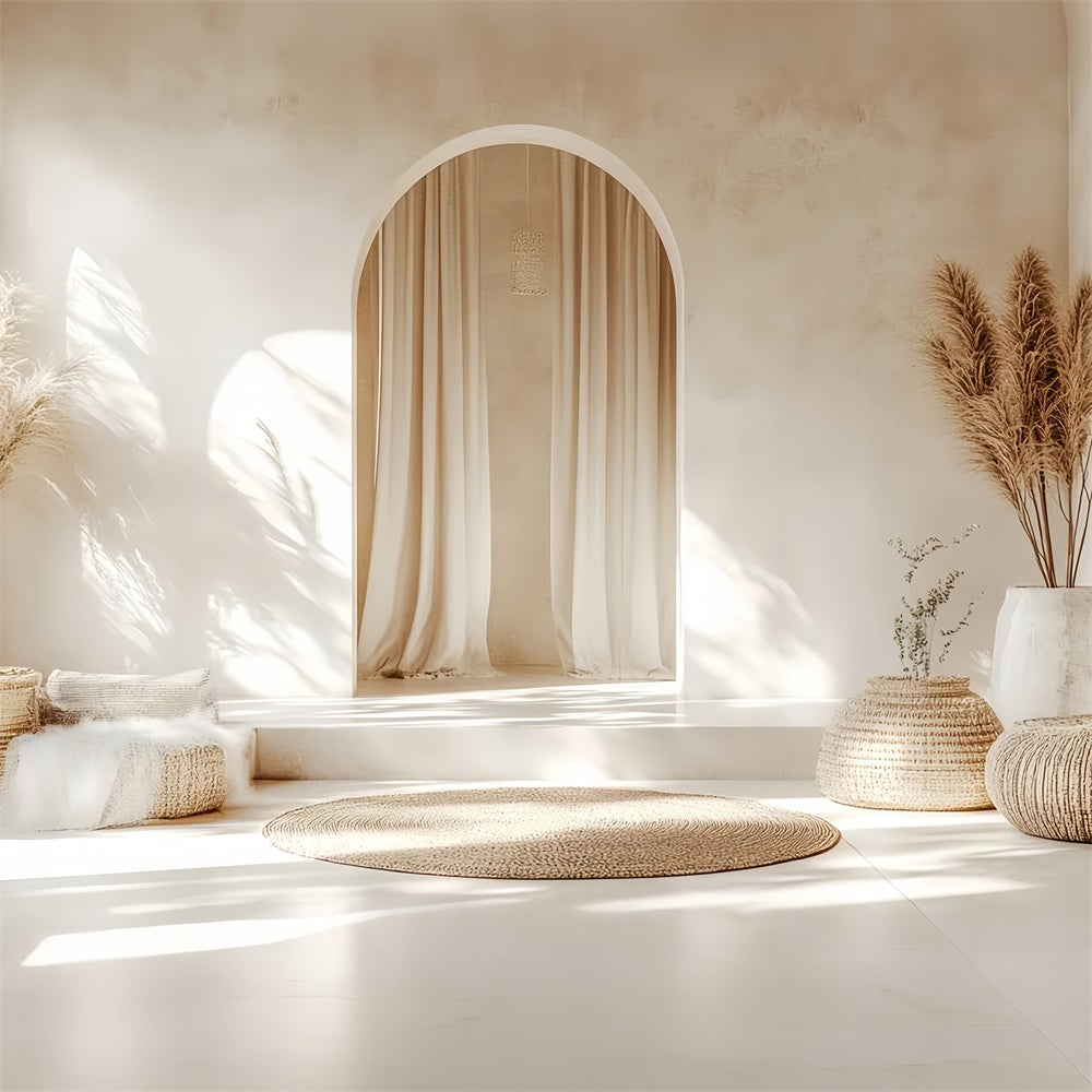 Boho Backdrop Minimal Arch Pampas Serenity Backdrop UK CSH57-292