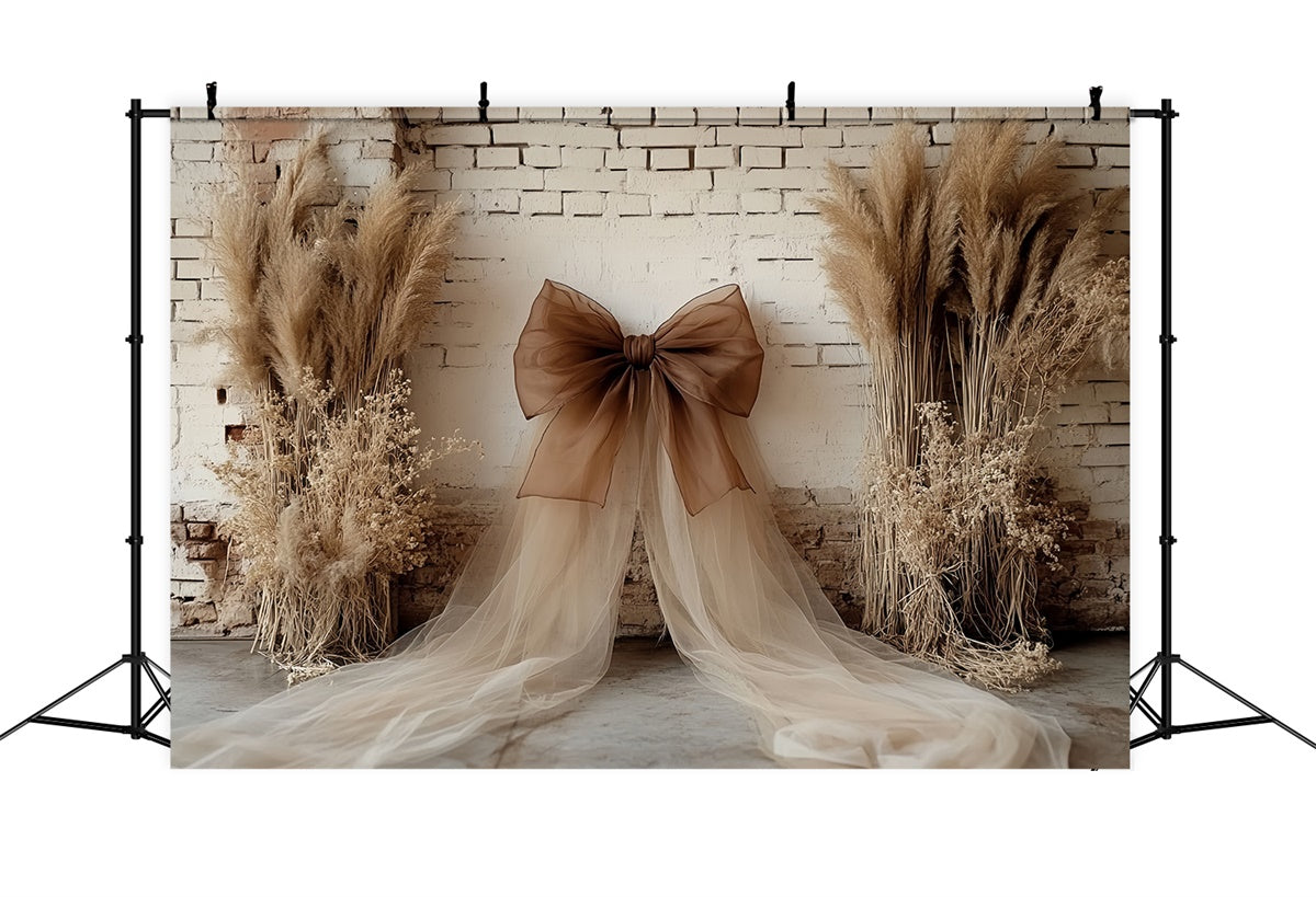 Bohemian Style Backdrop Earthy Drape Pampas Backdrop UK CSH57-295