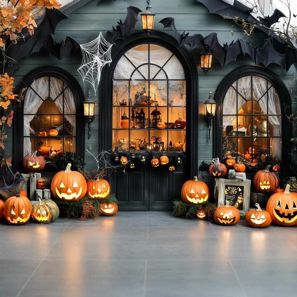 Halloween Backdrop For Photos Pumpkin Window Glow Backdrop UK CSH57-64