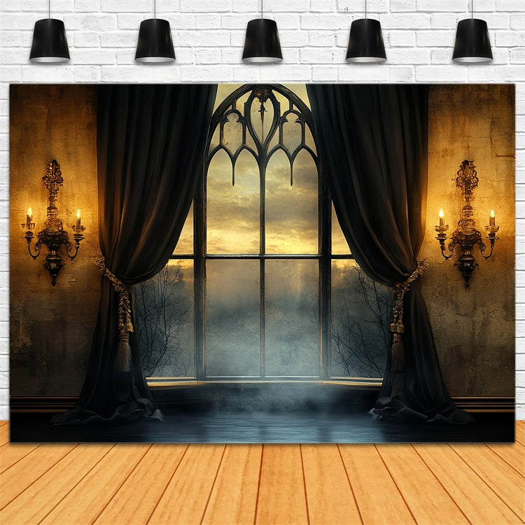 Halloween Backdrop Ideas Twilight Gothic Window Backdrop UK CSH57-65