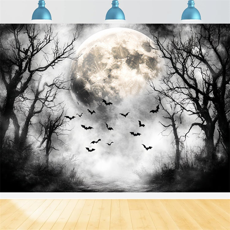 Forest Backdrops Nocturnal Flight Moon Halloween Backdrop UK CSH57-68