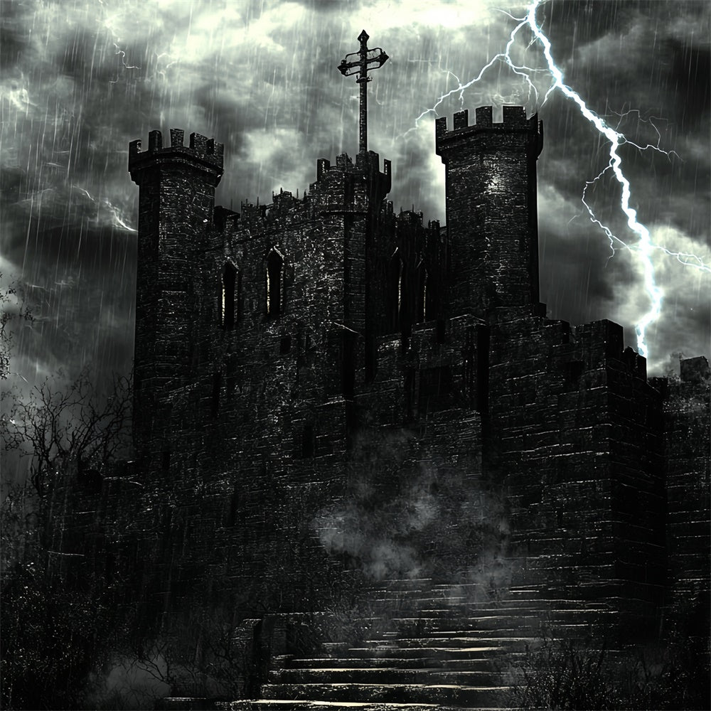 Halloween Backdrops Lightning Haunted Castle Backdrop UK CSH57-73