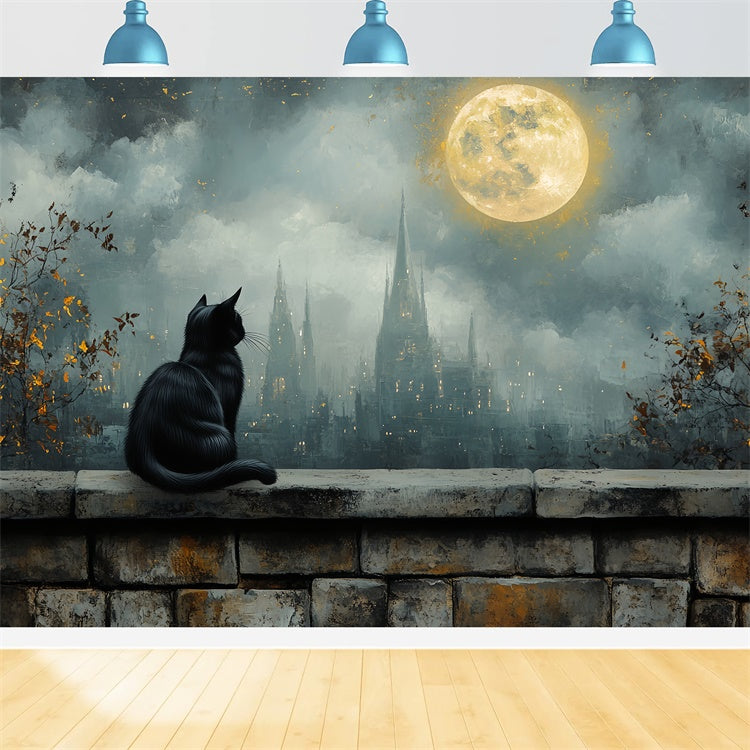Halloween Moon Backdrop Gothic Moonrise City Backdrop UK CSH57-76